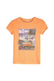 T-Shirt mit Print - 0068-WHITE - Orange