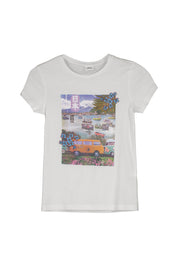 T-Shirt mit Print - 0100-WHITE - Weiß