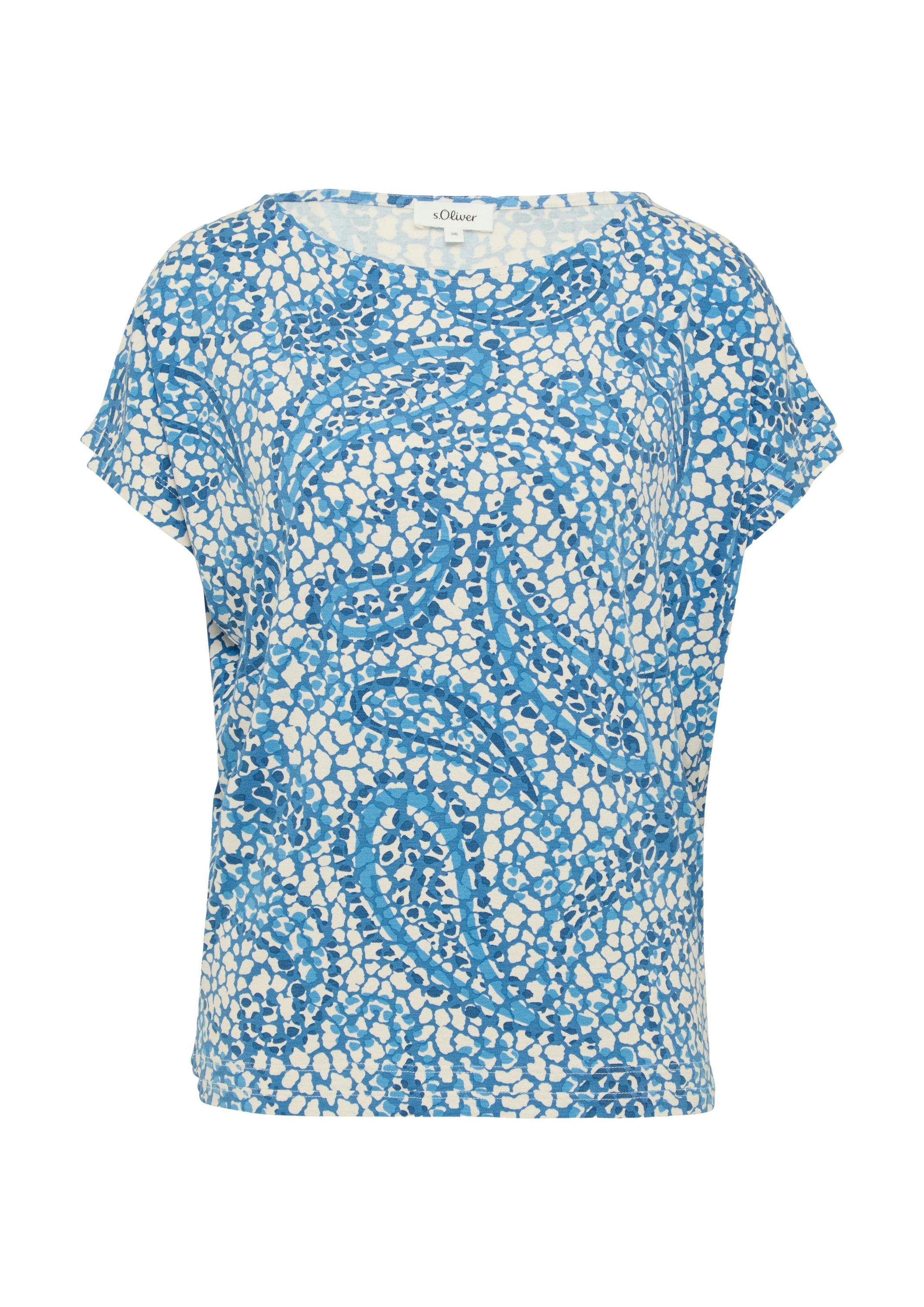 T-Shirt aus Viskose - 55A0-BLUE - Blau