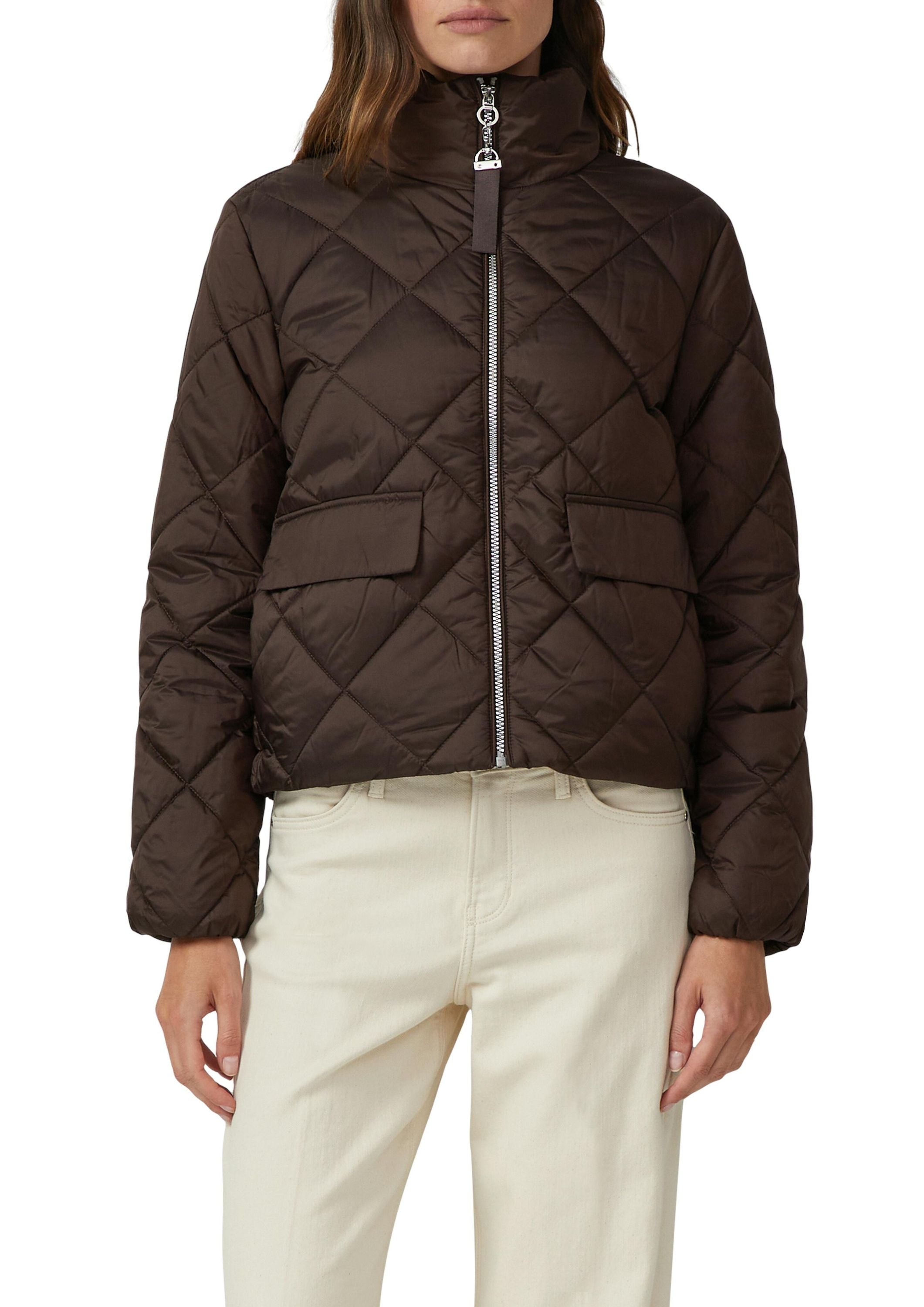 Steppjacke mit Stehkragen - 8945-BROWN - Braun