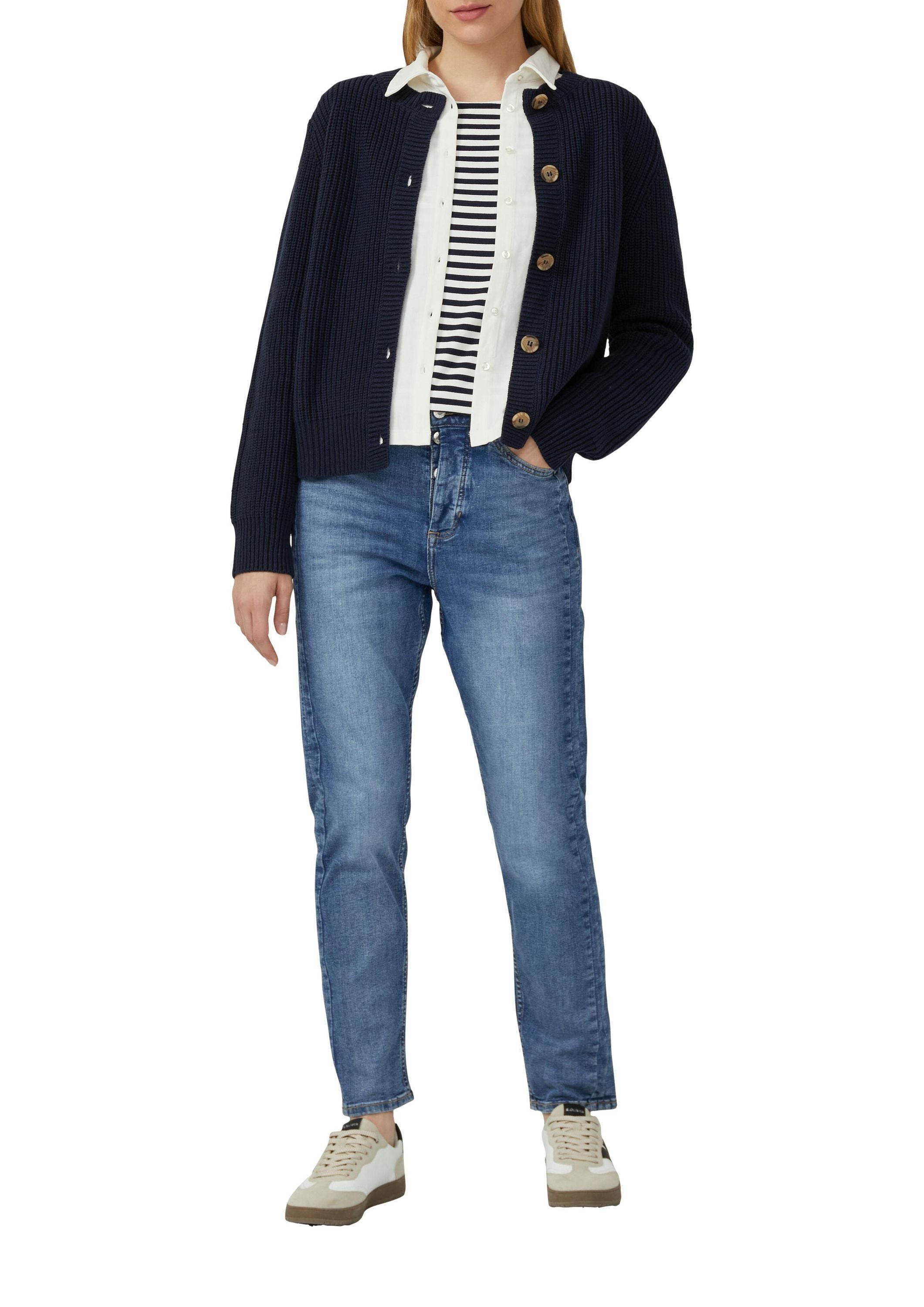 Strickjacke mit Knöpfen - 5959-BLUE - Blau
