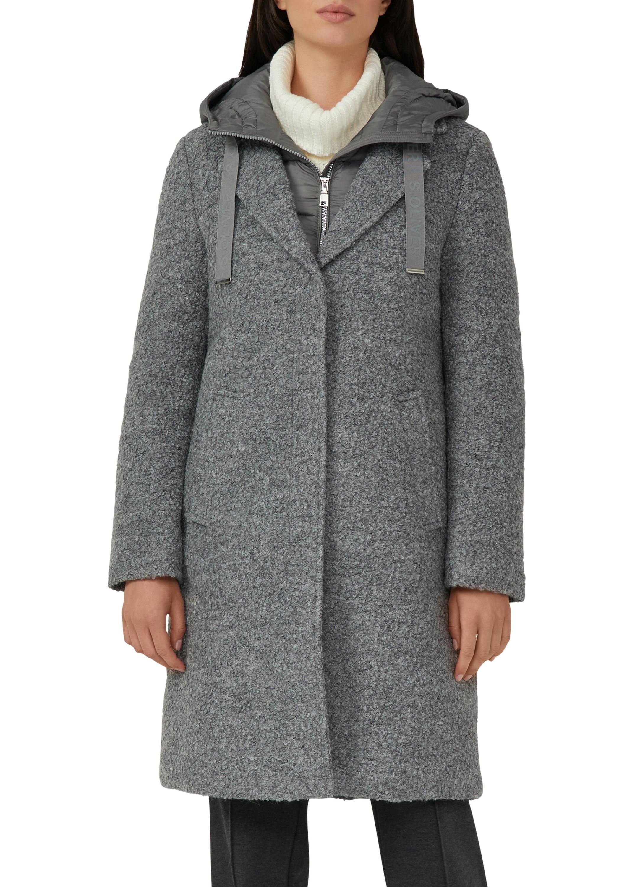 Mantel mit Steppeinsatz - 97W2-GREY/BLACK - Grau