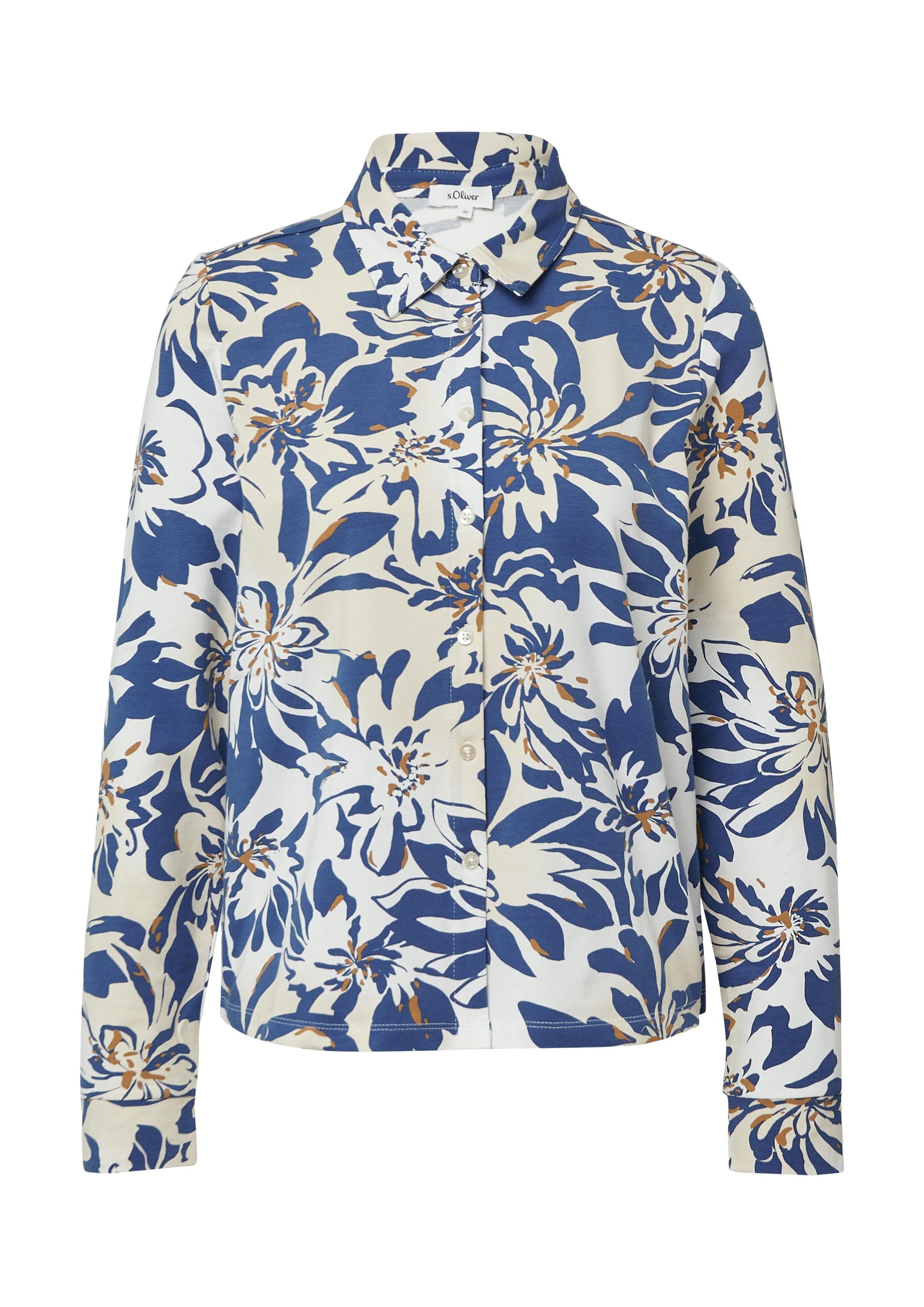 Bluse Regular Fit - 02A1-WHITE - Weiß | Blau