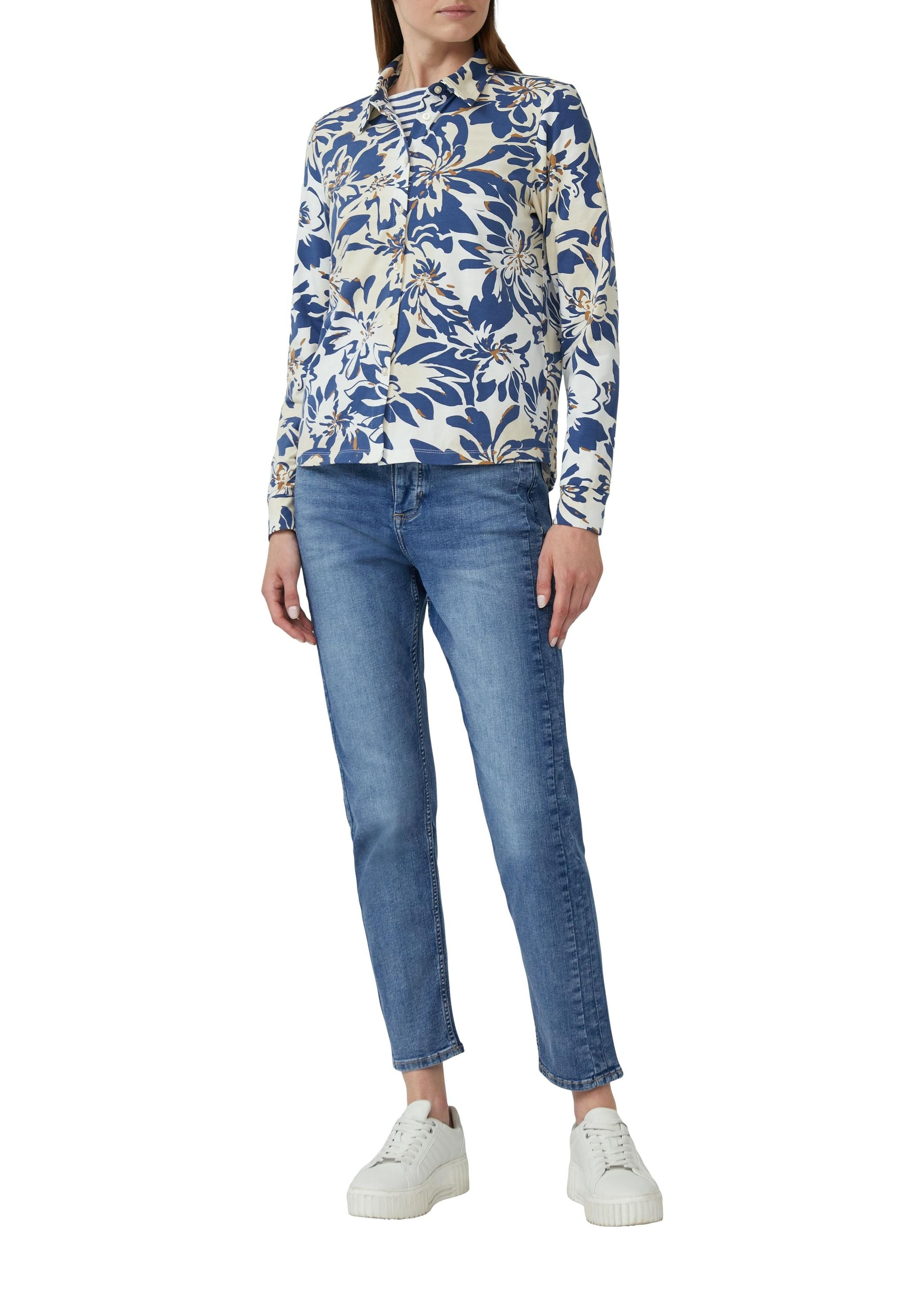 Bluse Regular Fit - 02A1-WHITE - Weiß | Blau