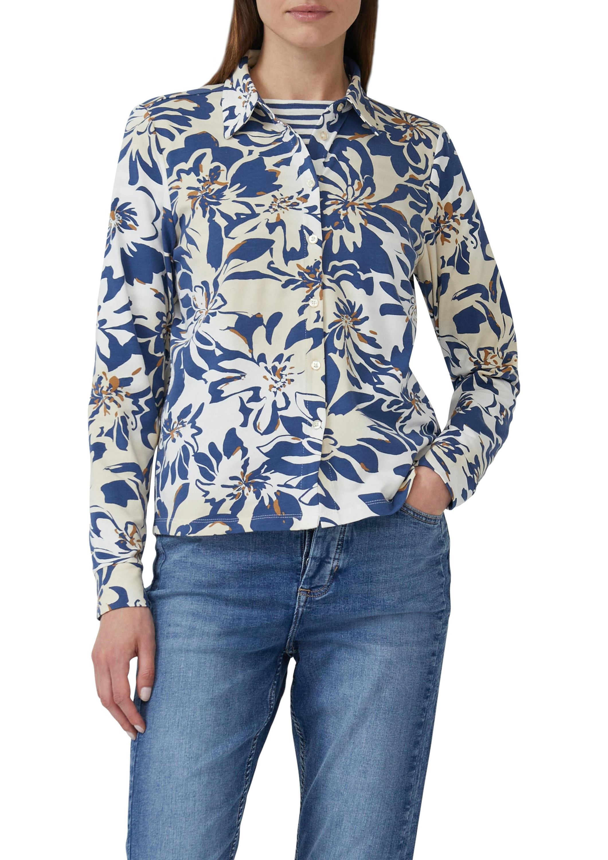 Bluse Regular Fit - 02A1-WHITE - Weiß | Blau