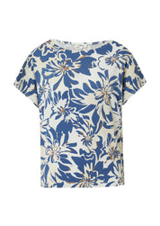 T-Shirt aus Viskose - 02A1-WHITE - Blau | Weiß