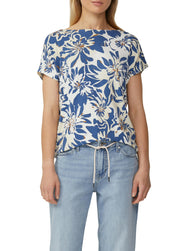 T-Shirt aus Viskose - 02A1-WHITE - Blau | Weiß
