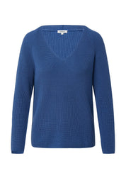 Strickpullover aus Baumwollmix - 5527-BLUE - Blau
