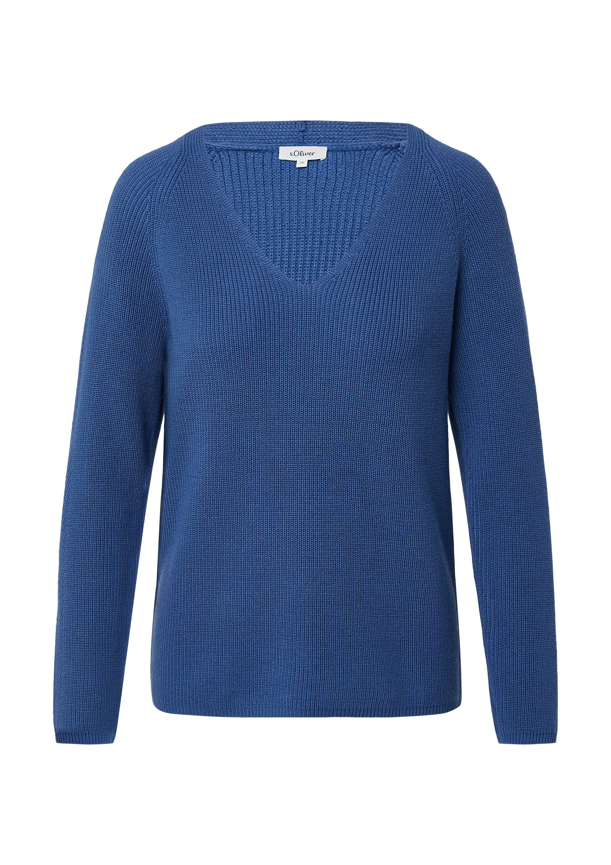 Strickpullover aus Baumwollmix - 5527-BLUE - Blau