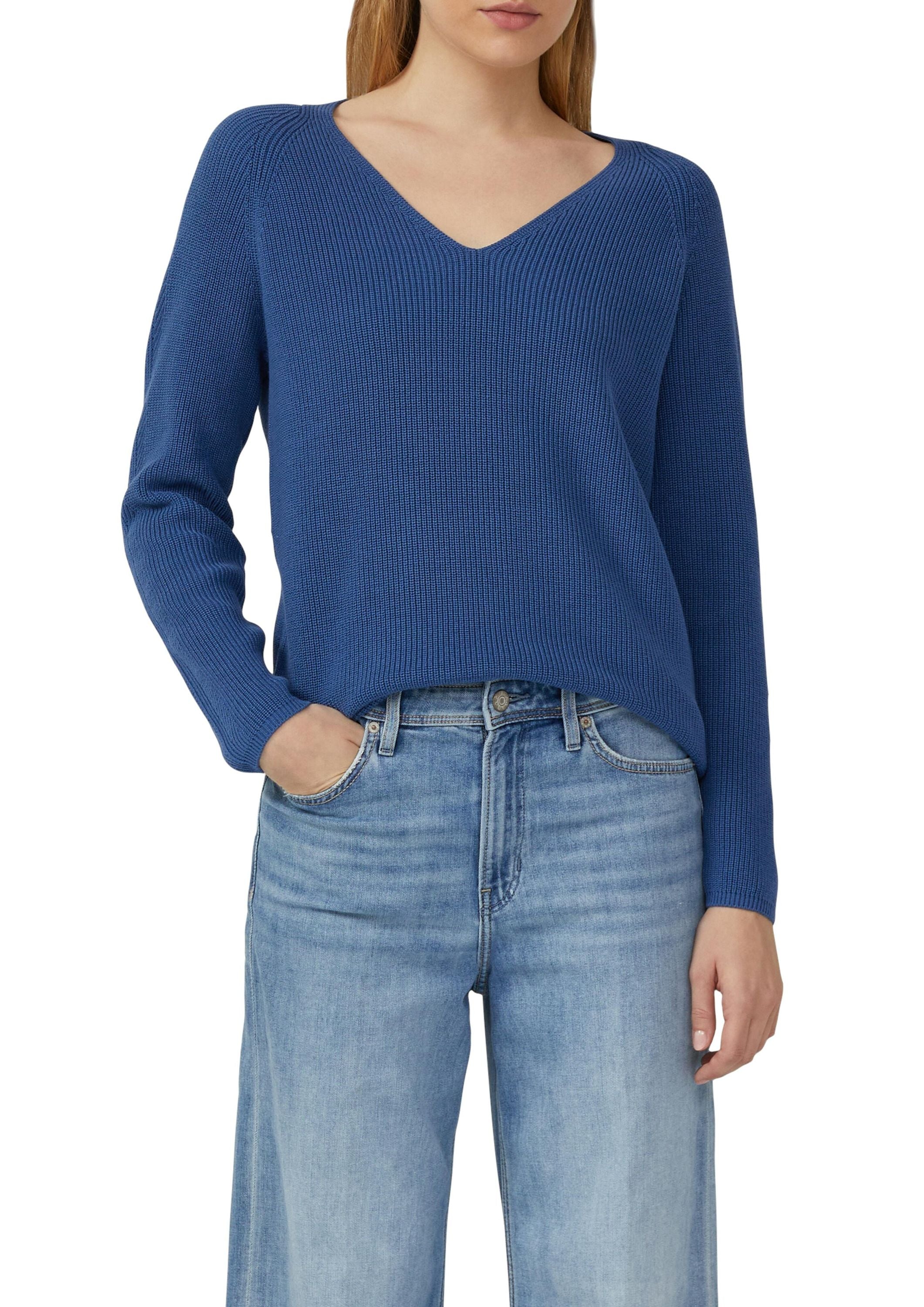 Strickpullover aus Baumwollmix - 5527-BLUE - Blau