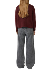 Strickjacke mit Rundhalsausschnitt - 3902-RED - Rot