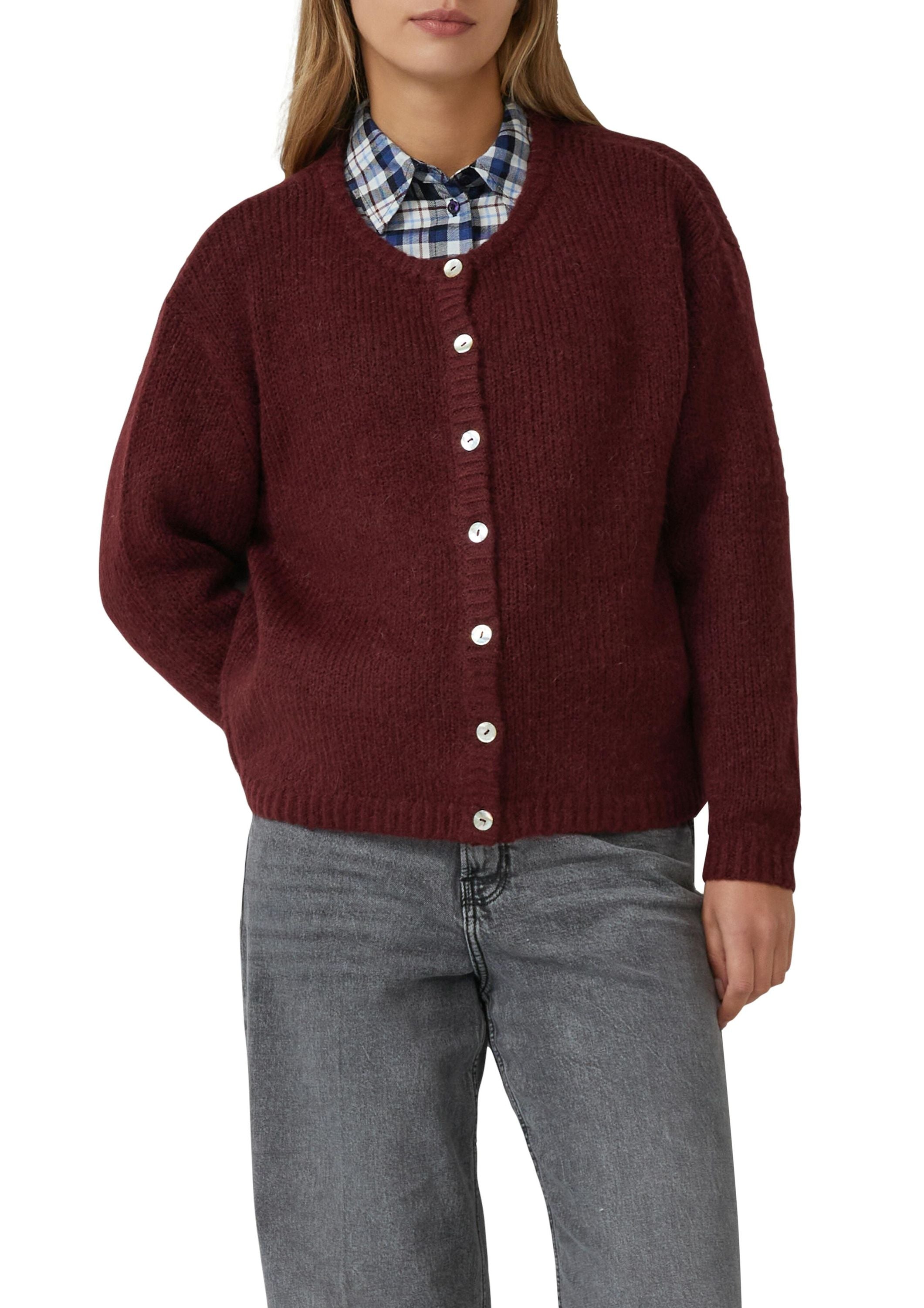 Strickjacke mit Rundhalsausschnitt - 3902-RED - Rot