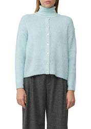 Strickjacke mit Rundhalsausschnitt - 6439-BLUE GREEN - Blau