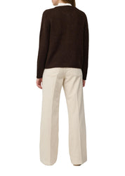 Strickjacke mit Rundhalsausschnitt - 8945-BROWN - Braun