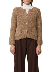 Strickjacke aus Bouclé - 8486-BROWN - Beige