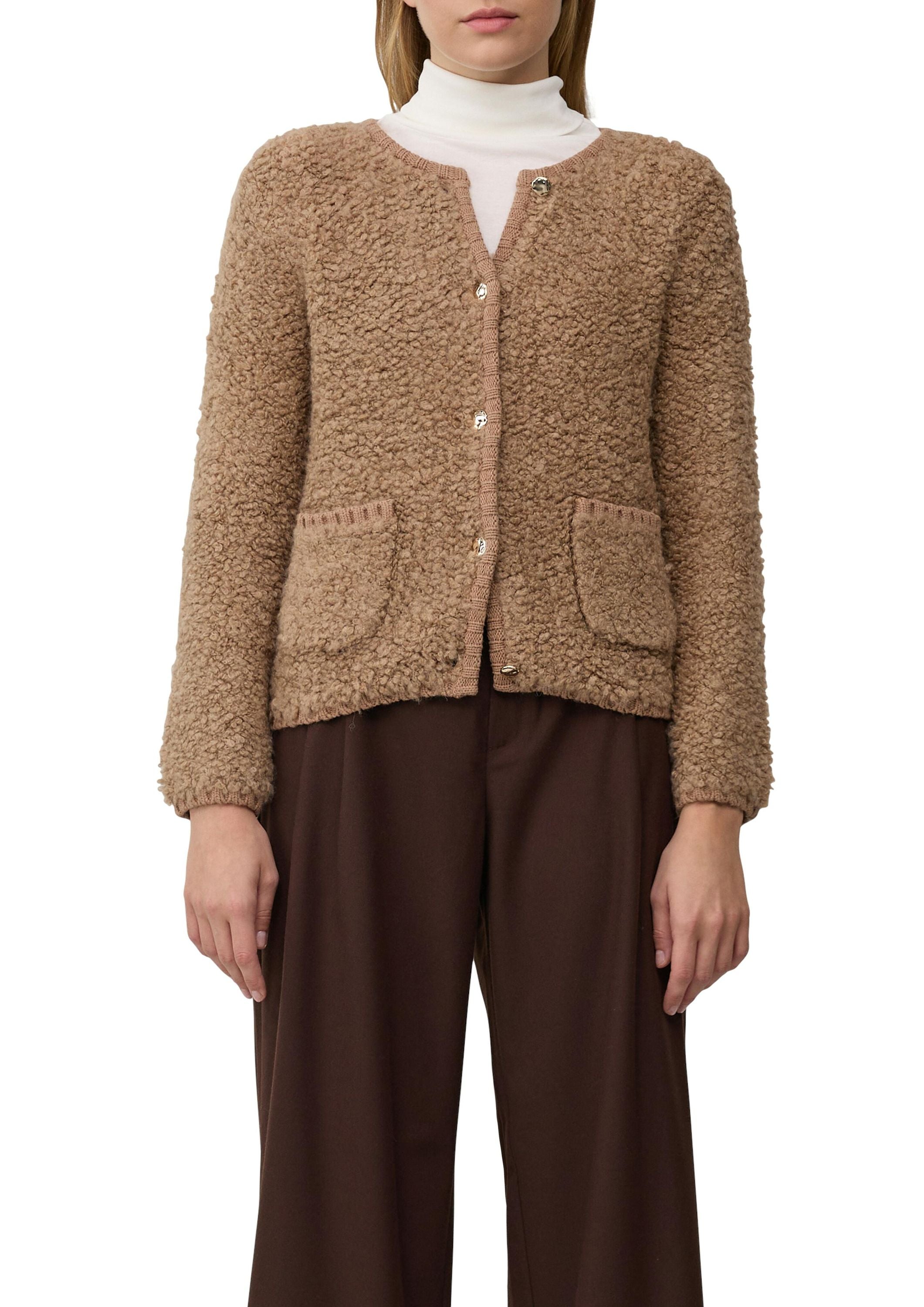 Strickjacke aus Bouclé - 8486-BROWN - Beige