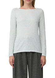 Langarmshirt gestreift aus Baumwolle - 64G4-BLUE GREEN - Blau