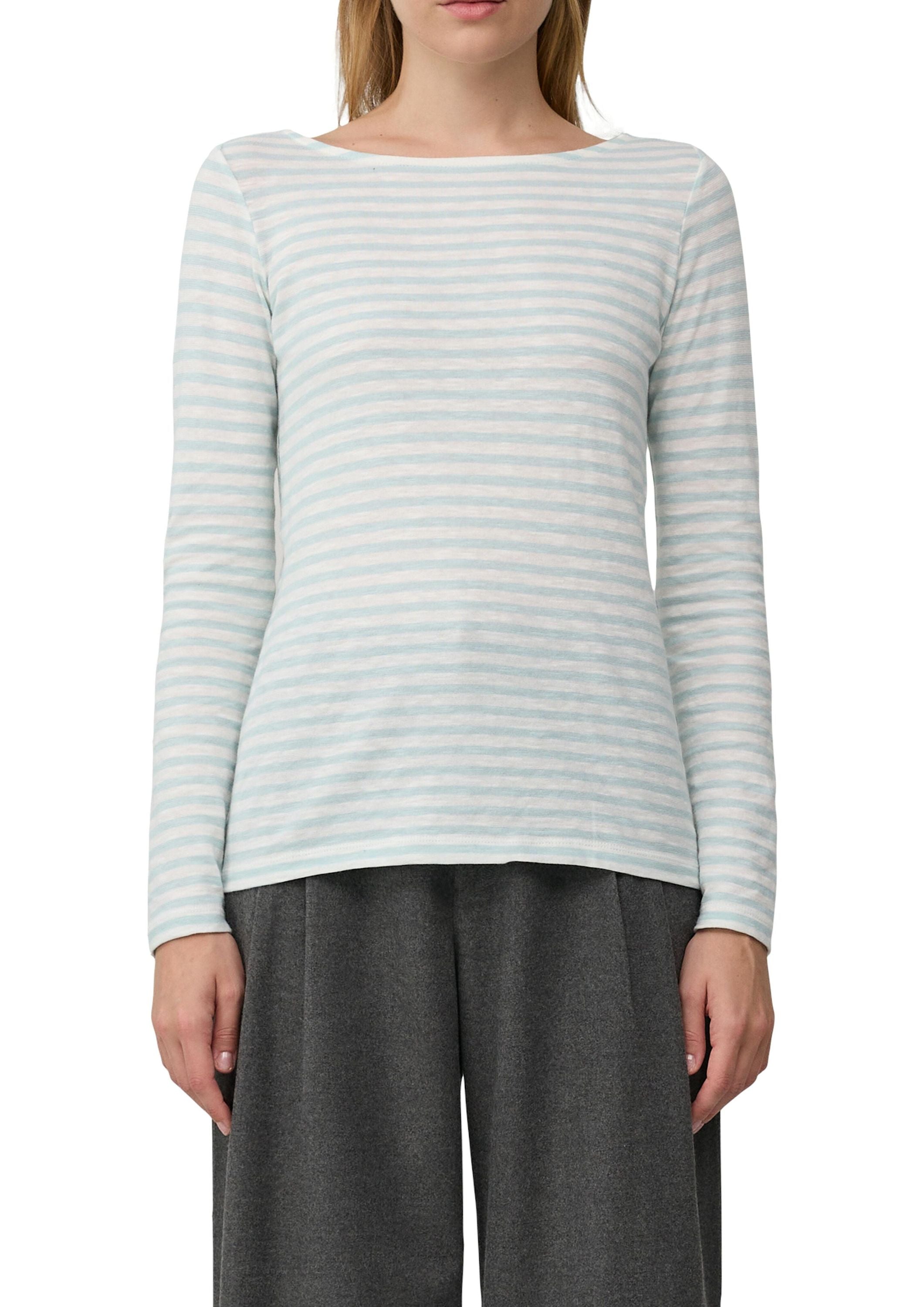 Langarmshirt gestreift aus Baumwolle - 64G4-BLUE GREEN - Blau