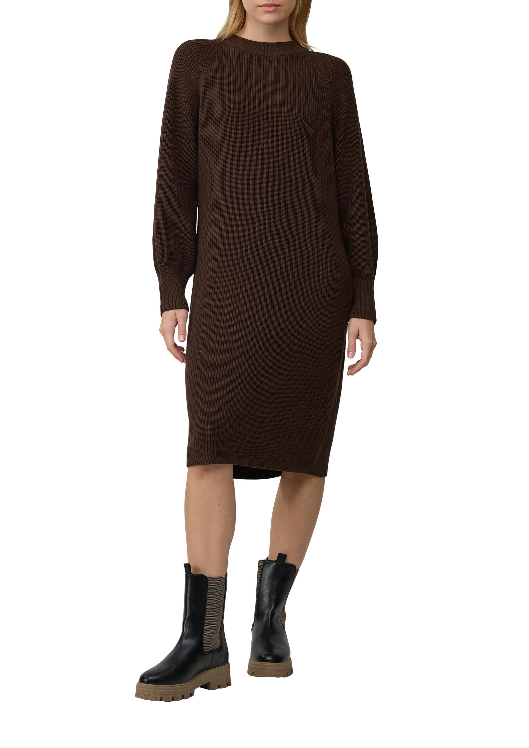 Strickkleid Midi aus Baumwollmix - 8945-BROWN - Braun
