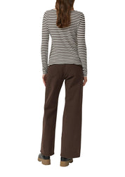 Langarmshirt gestreift aus Baumwolle - 89G4-BROWN - Braun
