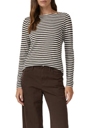 Langarmshirt gestreift aus Baumwolle - 89G4-BROWN - Braun