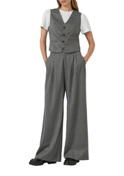 Nadelstreifenhose Wide Leg - 98H0-GREY/BLACK - Grau