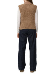 Teddyweste mit Stehkragen - 8486-BROWN - Braun