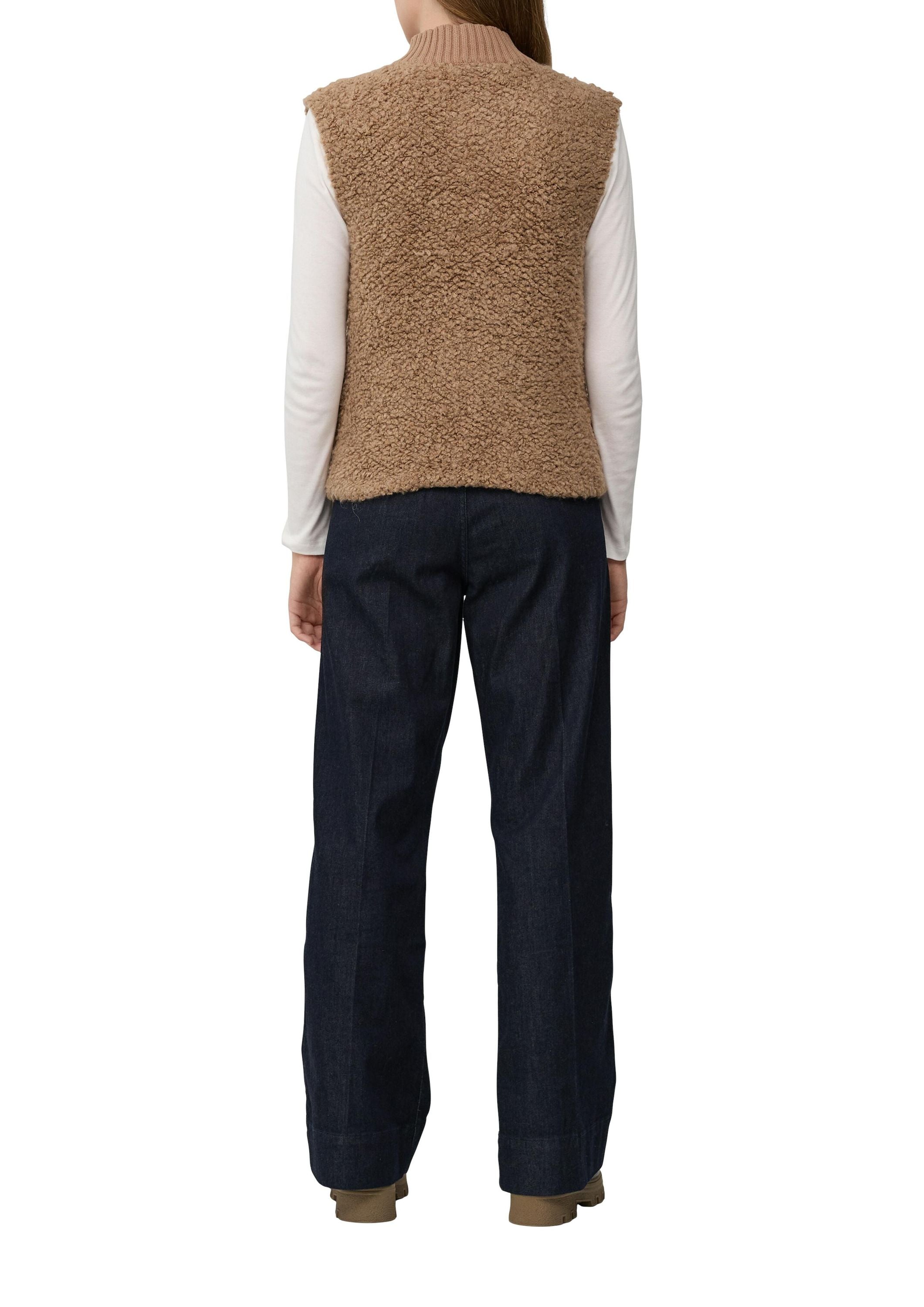 Teddyweste mit Stehkragen - 8486-BROWN - Braun