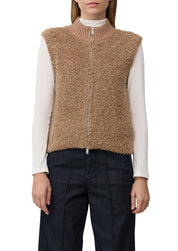 Teddyweste mit Stehkragen - 8486-BROWN - Braun
