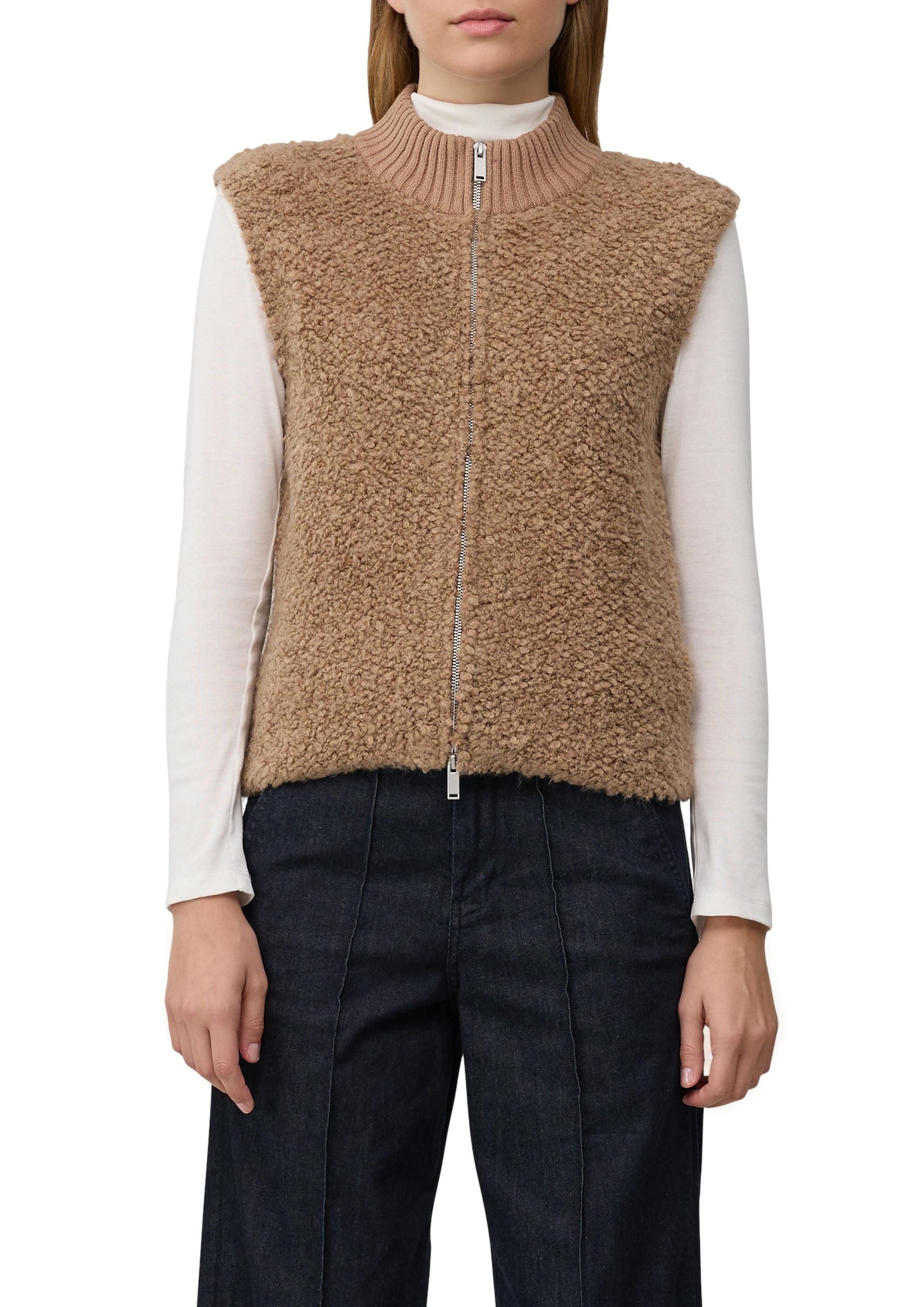 Teddyweste mit Stehkragen - 8486-BROWN - Braun