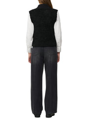 Teddyweste mit Stehkragen - 9999-GREY/BLACK - Schwarz