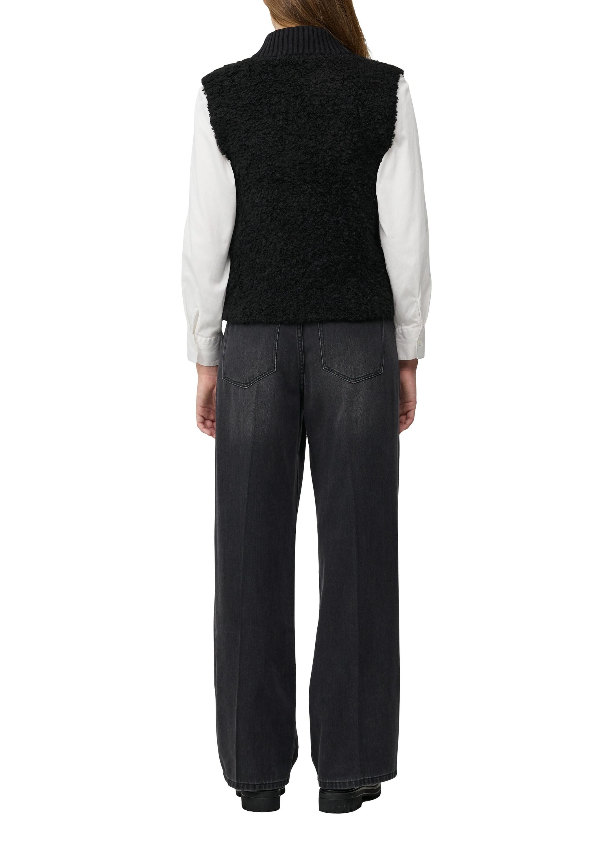 Teddyweste mit Stehkragen - 9999-GREY/BLACK - Schwarz