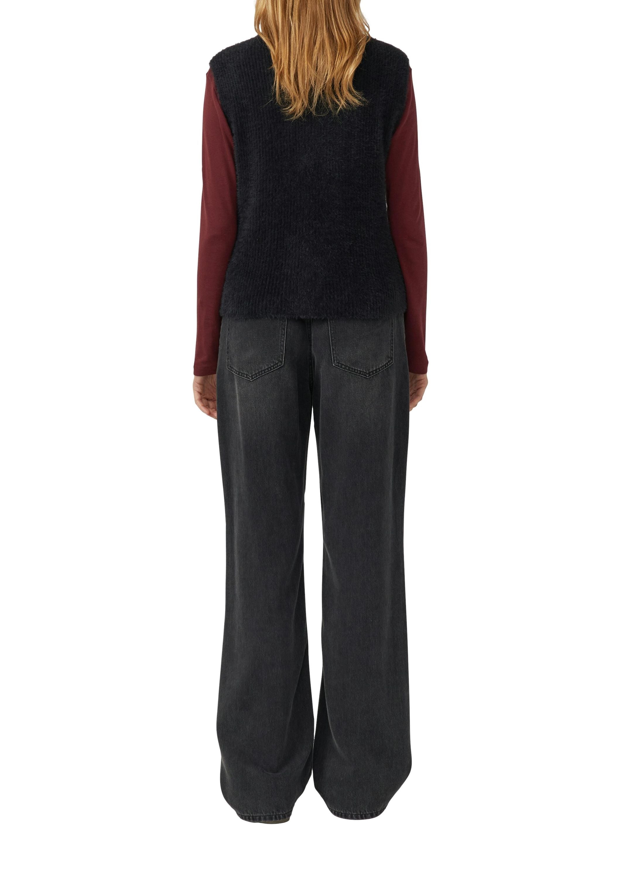 Strickweste mit Stehkragen - 9999-GREY/BLACK - Grau