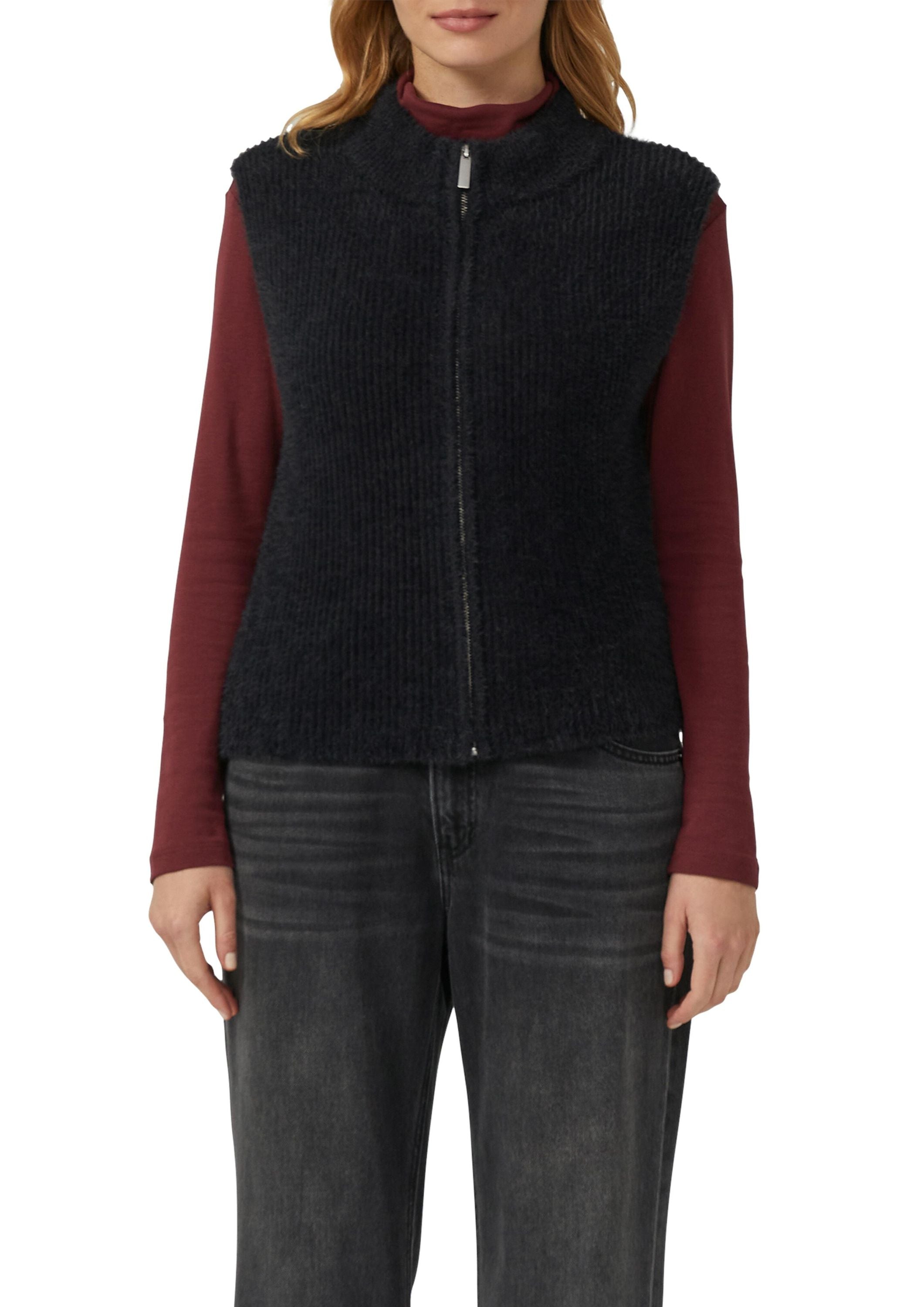 Strickweste mit Stehkragen - 9999-GREY/BLACK - Grau