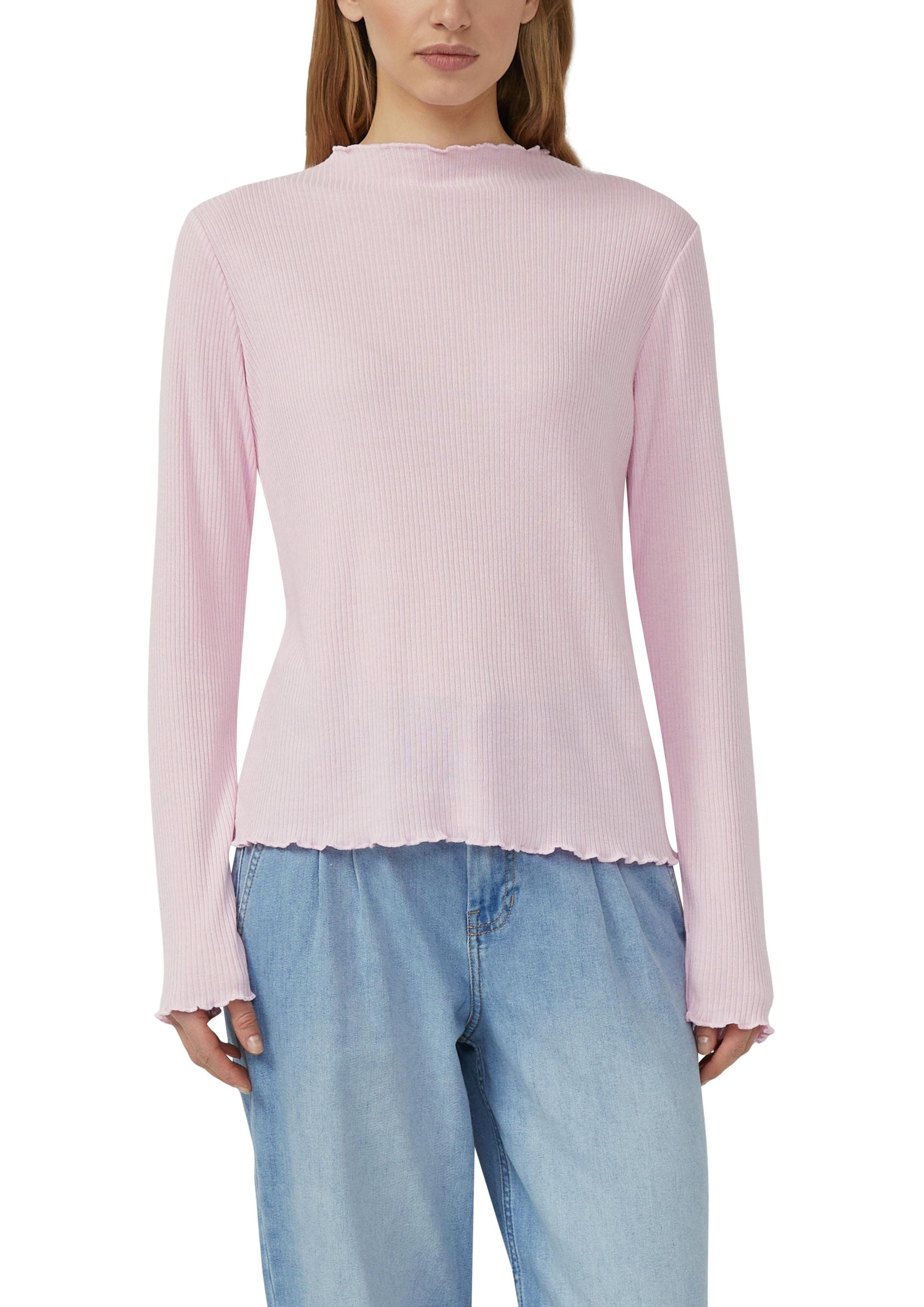 Langarmshirt mit gewelltem Saum in Slim Fit - 4156-LILAC/PINK - Pink