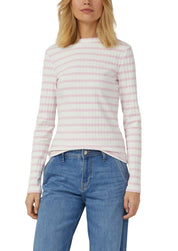 Langarmshirt gestreift in Slim Fit - 41G9-LILAC/PINK - Pink