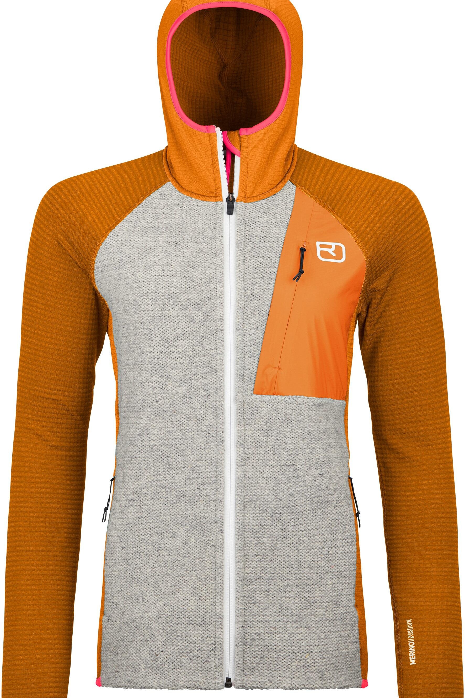 Fleecejacke - 21501-autumn leaves - Orange | Grau | Rosa