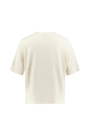 T-Shirt mit Stickereien - 1677-undyed - Beige