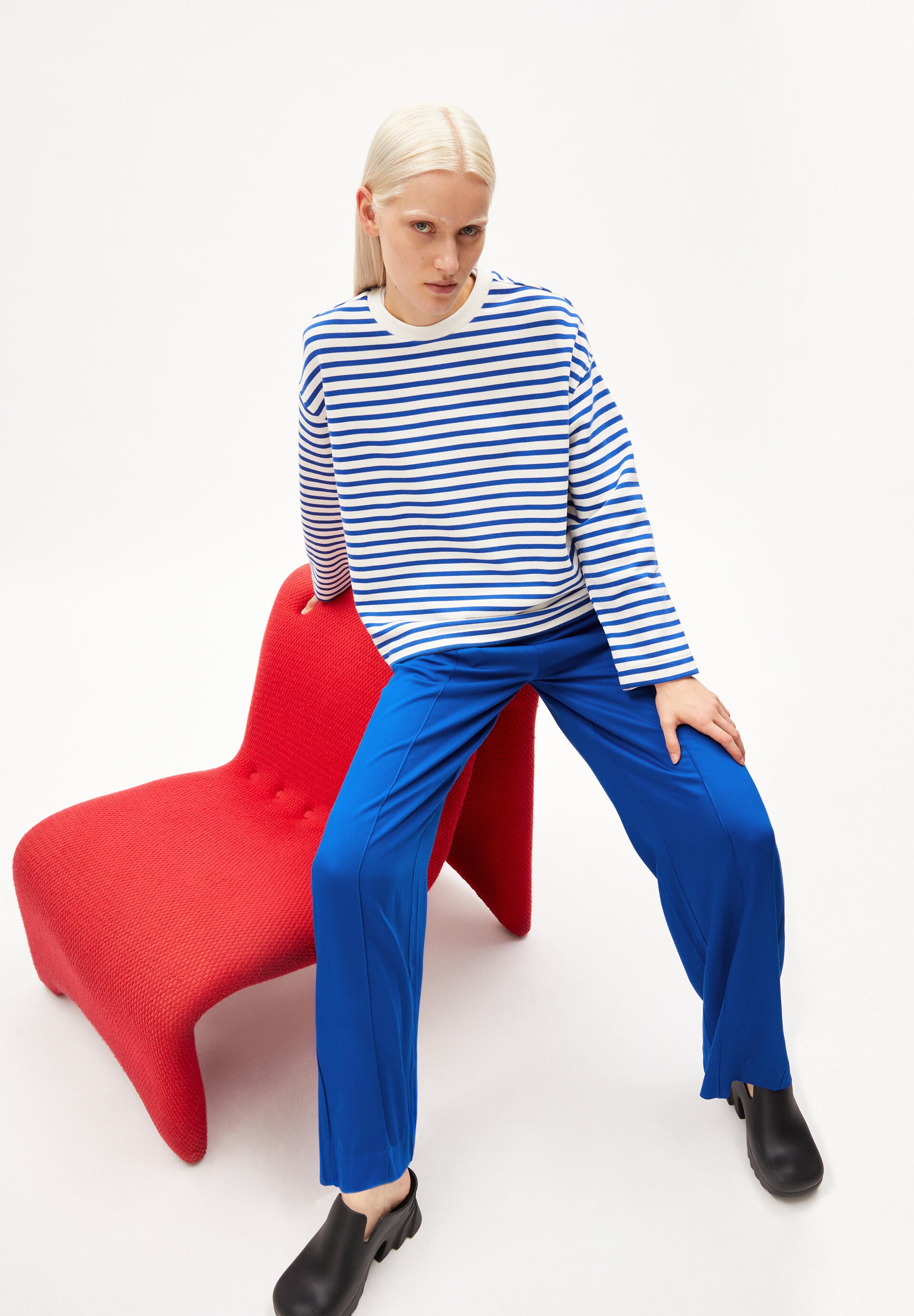 Gestreiftes Langarmshirt - 2746-dynamo blue-undyed - Blau