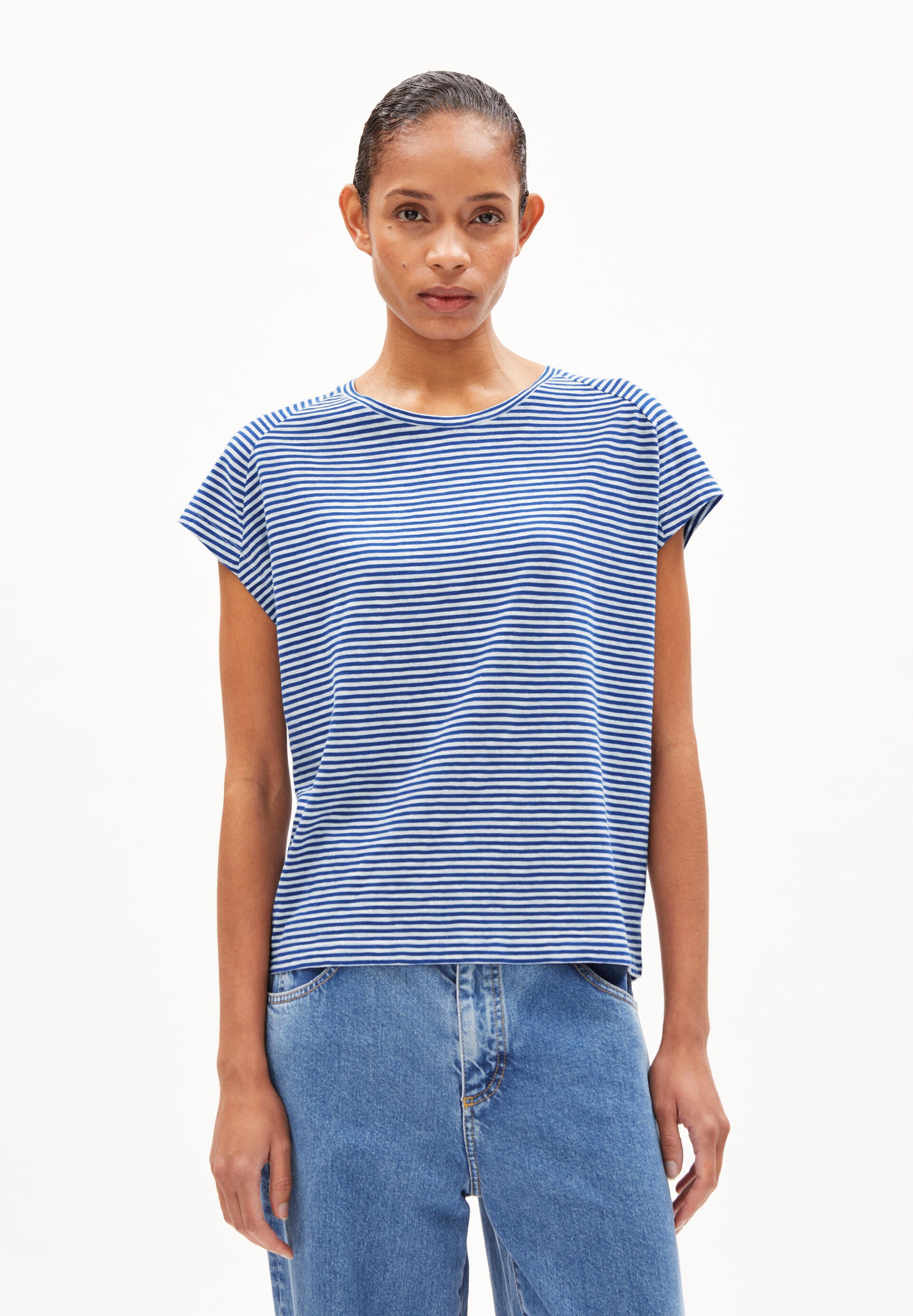 T-Shirt gestreift - 2712-dynamo blue-oatmilk - Blau