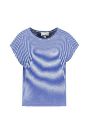 Gestreiftes T-Shirt - 2712-dynamo blue-oatmilk - Blau | Weiß