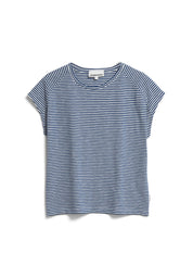 T-Shirt gestreift - 2955-faded indigo-oatmilk - Blau