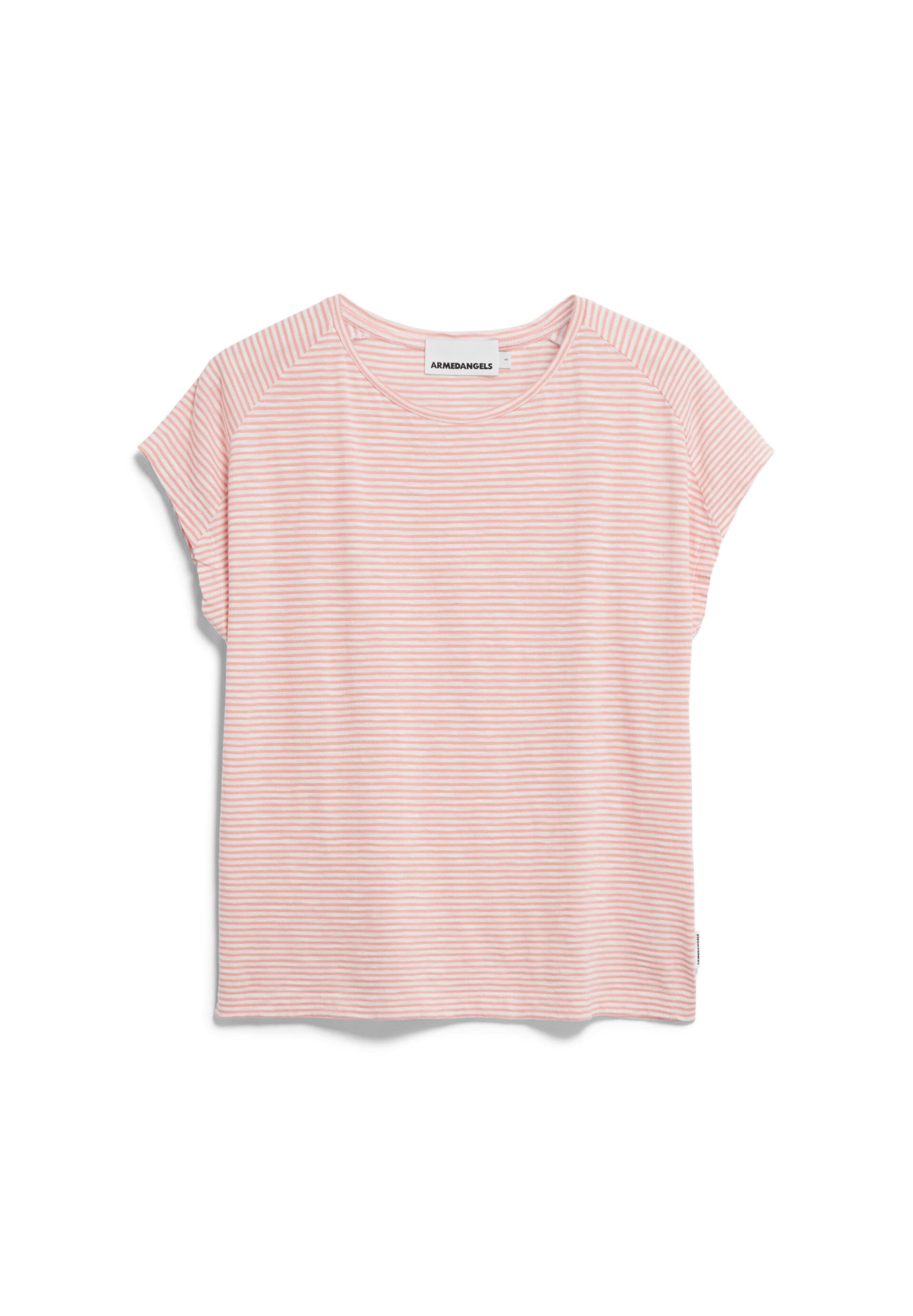 T-Shirt gestreift - 3103-oatmilk-deep rosalilly - Rosa