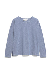 Oversized Langarmshirt aus Bio-Baumwolle - 2997-oatmilk-lapis blue - Blau