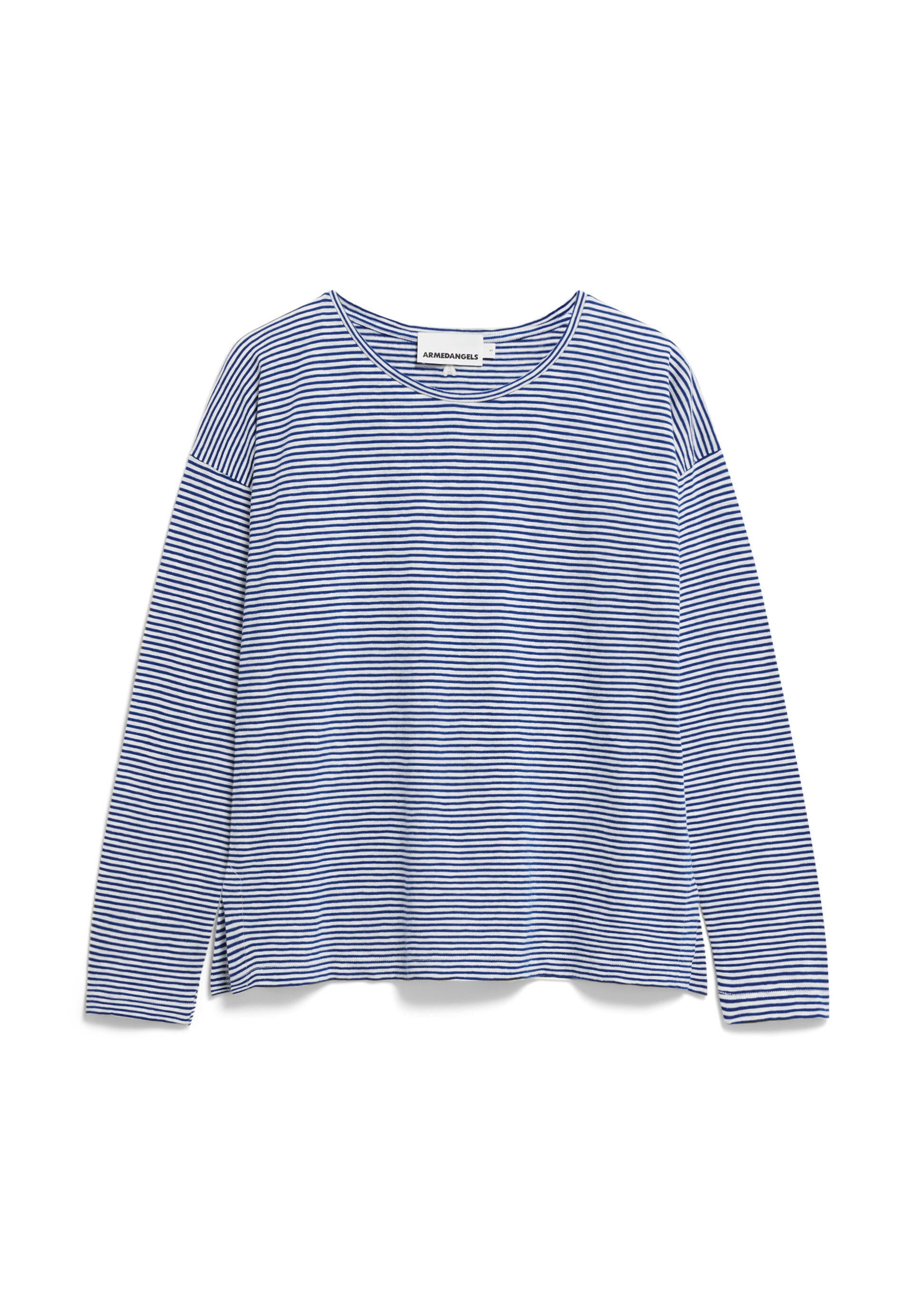 Oversized Langarmshirt aus Bio-Baumwolle - 2997-oatmilk-lapis blue - Blau