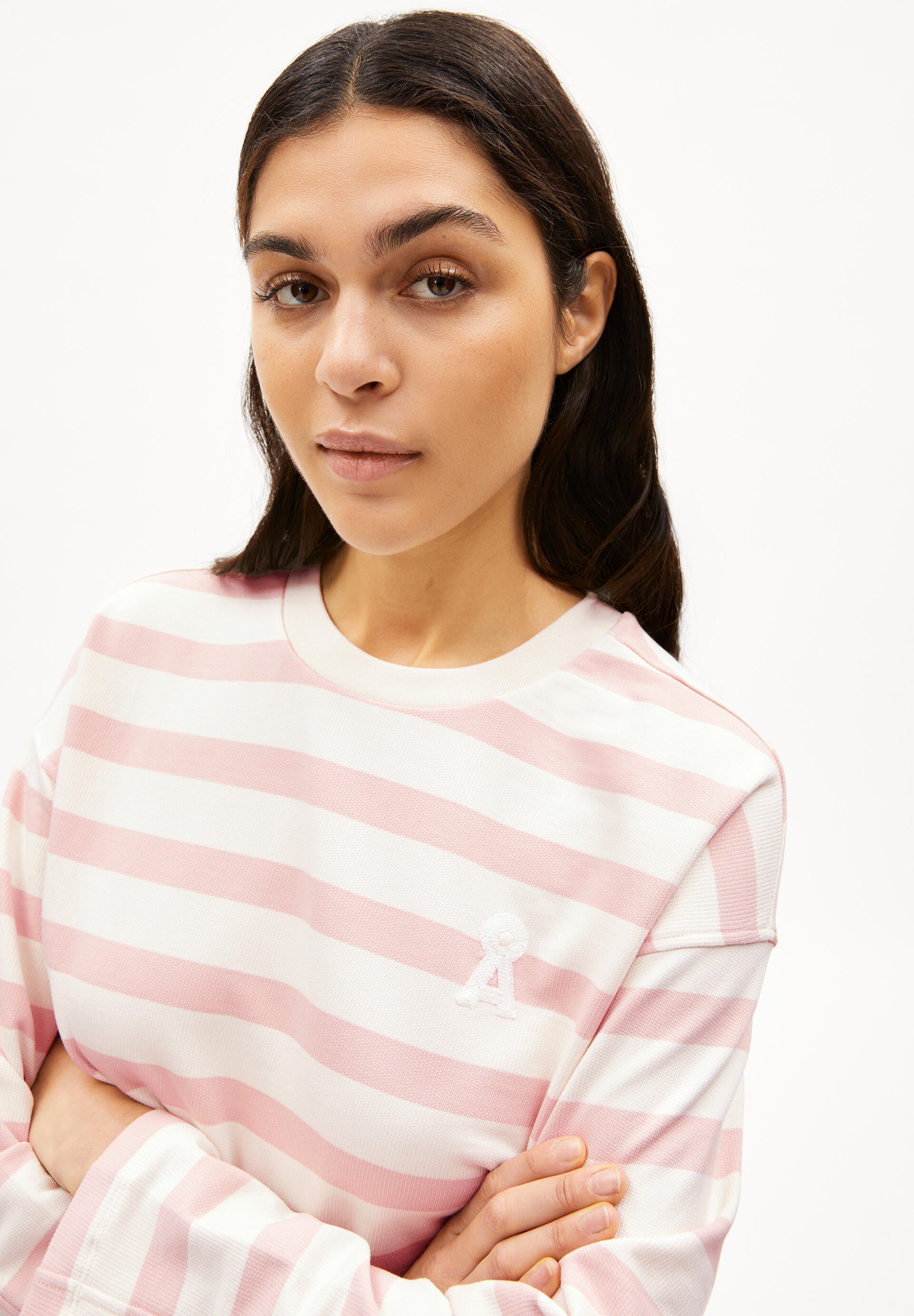 Sweatshirt gestreift - 3111-undyed-rosalilly - Rosa