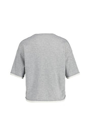 Strick-T-Shirt PINNI meliert - 8056-hazy fog melange - Grau