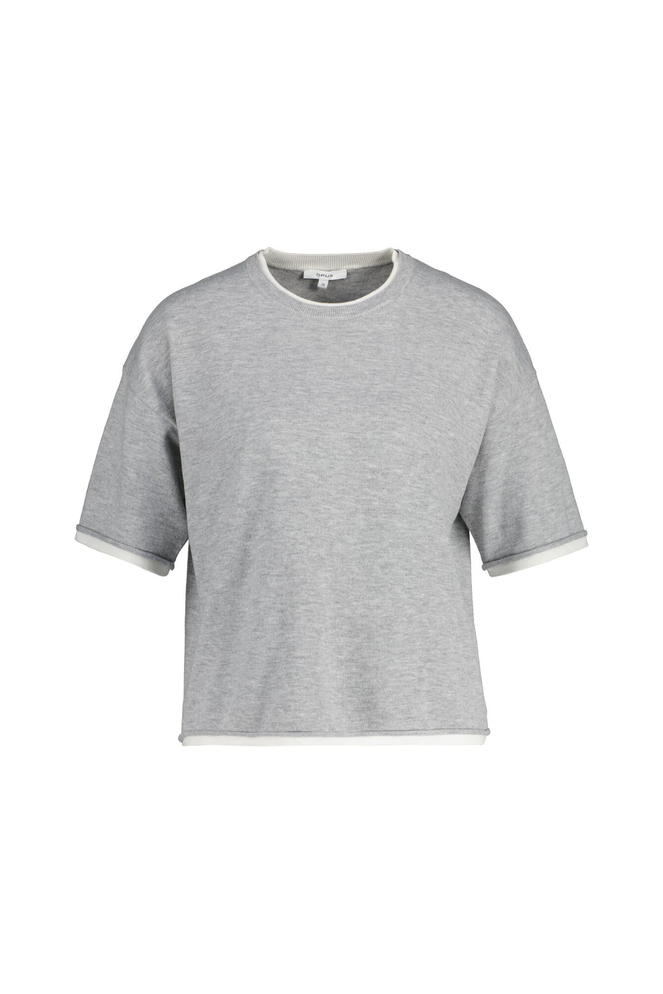 Strick-T-Shirt PINNI meliert - 8056-hazy fog melange - Grau