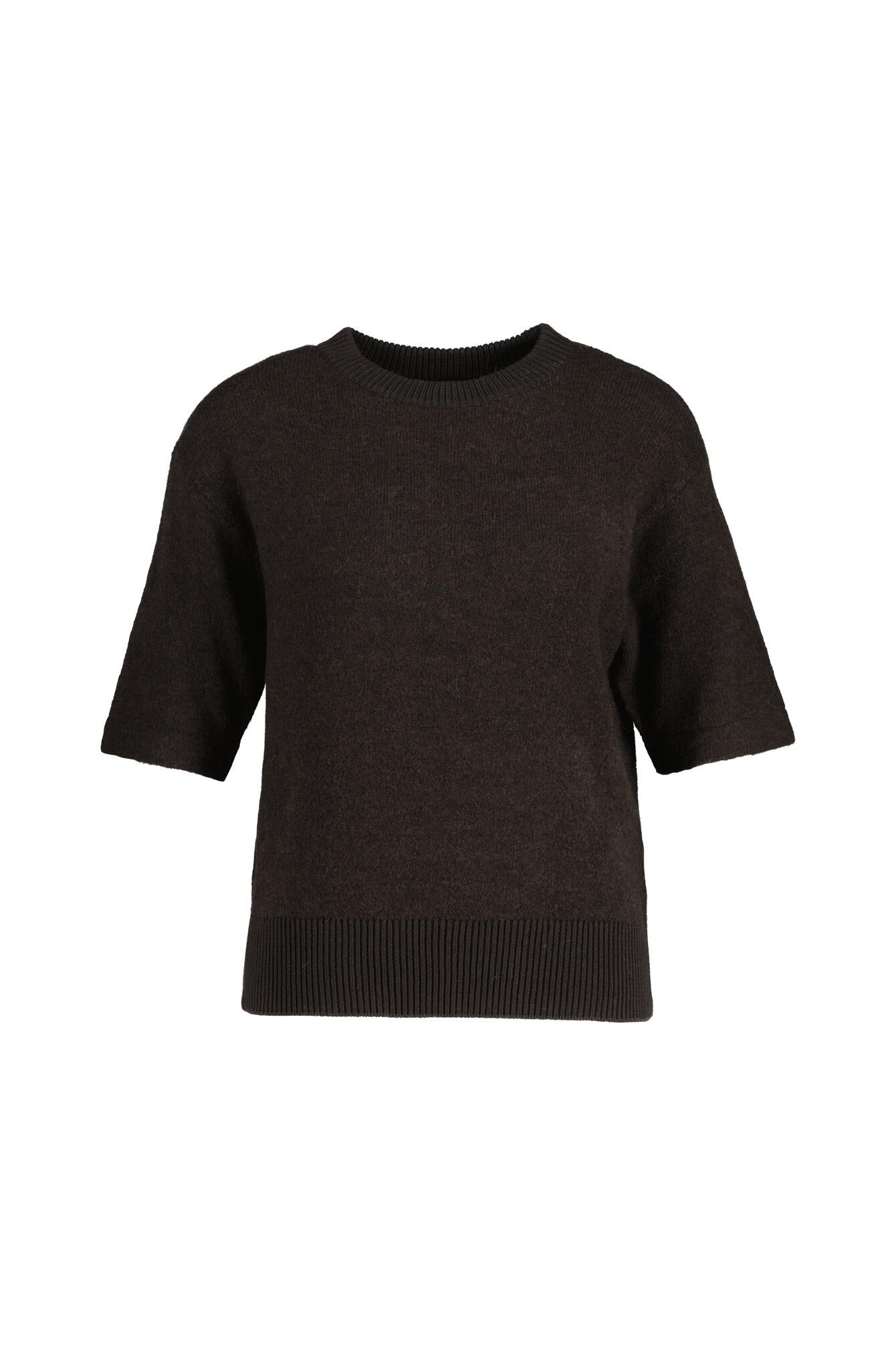 Strick-T-Shirt PAMI mit Rundhalsausschnitt - 20024-midnight brown - Braun