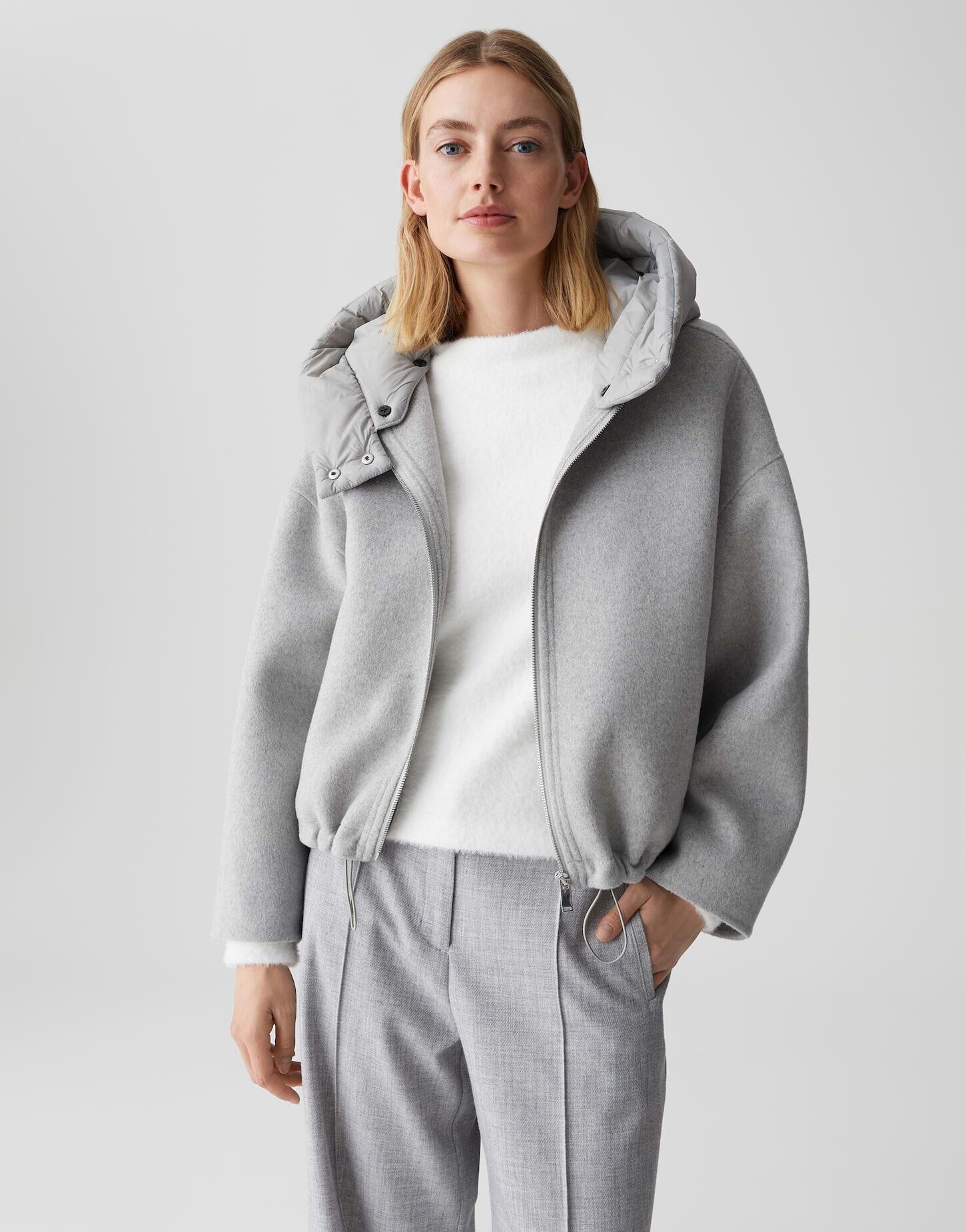 Jacke HIKONA aus Wollmix - 8056-hazy fog melange - Grau